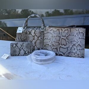 Michael Kors Snake-Print Tote Wristlet & Wallet in Brown/Gray
